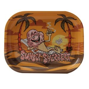 Best Buds Thin Box Rolling Tray with Storage Sunset Sherbet